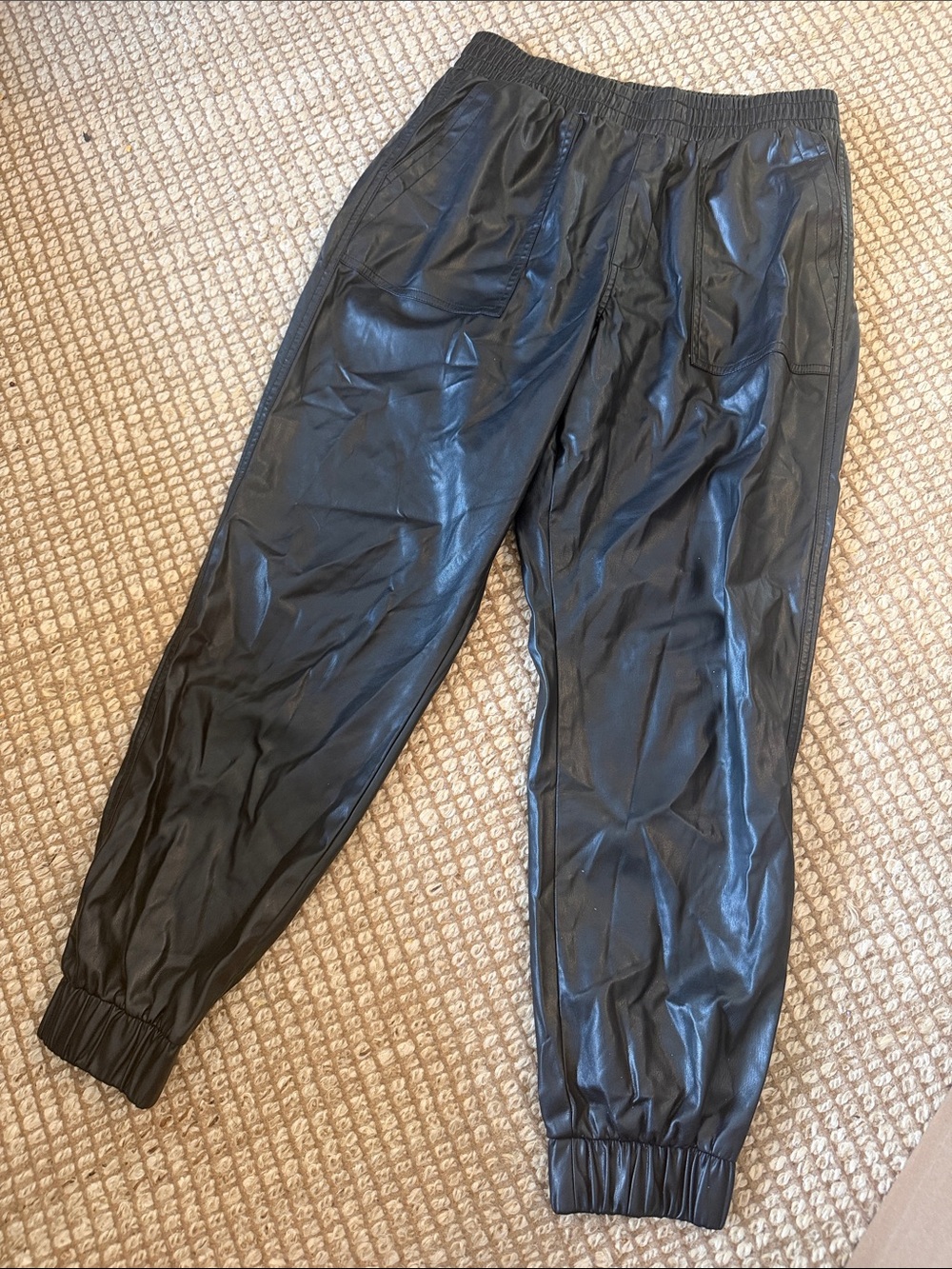Black Faux Leather Jogger Pants - Woman’s